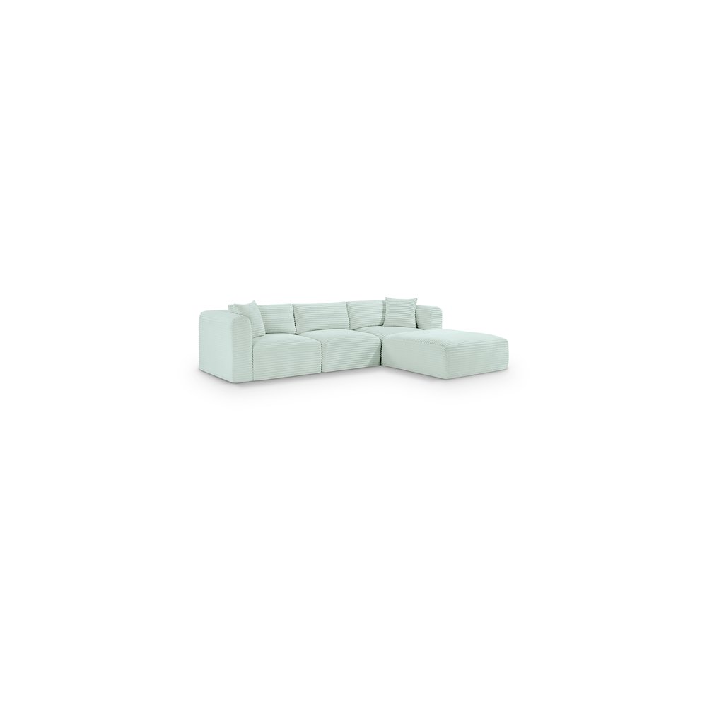 Shaggy Mint Corduroy Performance Fabric Modular Sectional