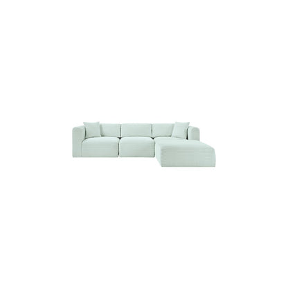 Shaggy Mint Corduroy Performance Fabric Modular Sectional