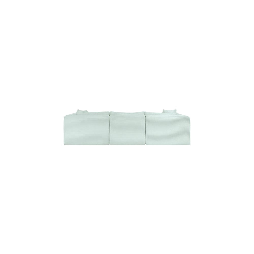 Shaggy Mint Corduroy Performance Fabric Modular Sectional