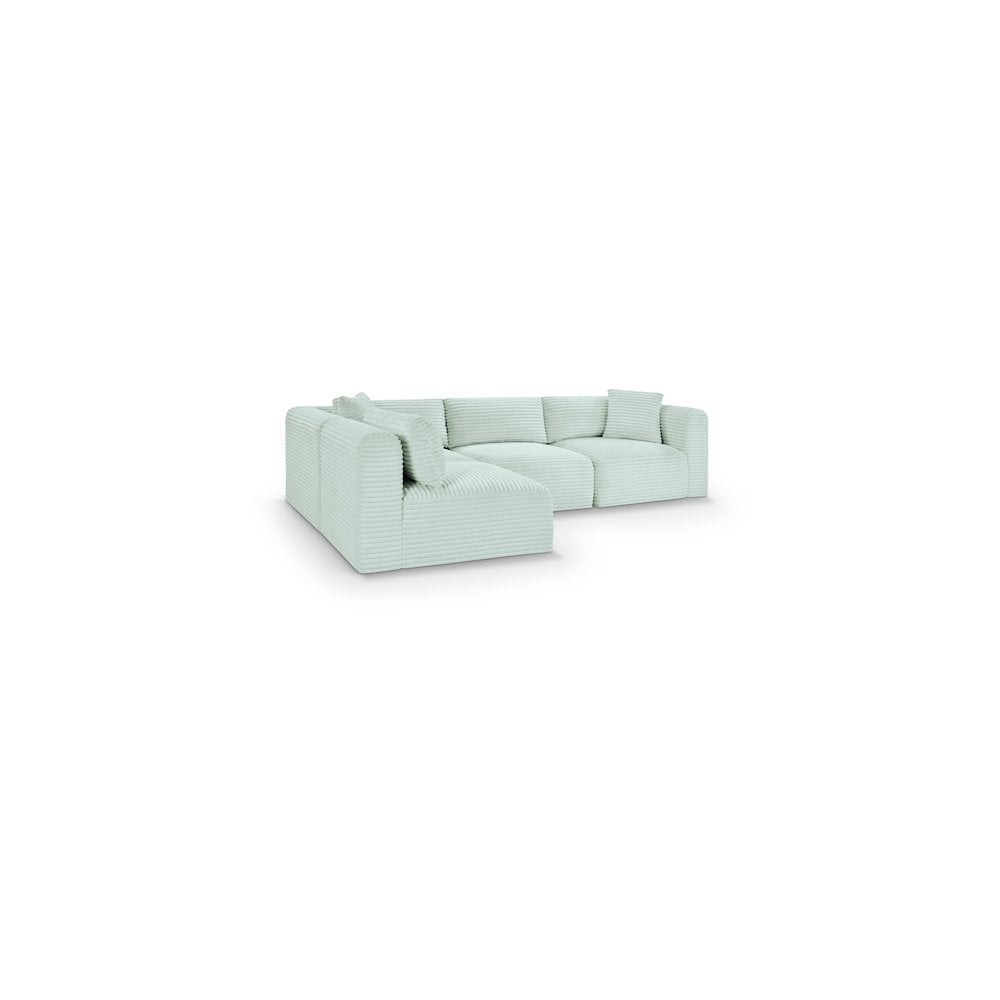 Shaggy Mint Corduroy Performance Fabric Modular Sectional