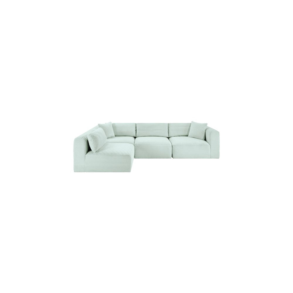 Shaggy Mint Corduroy Performance Fabric Modular Sectional