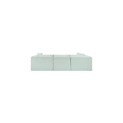 Shaggy Mint Corduroy Performance Fabric Modular Sectional