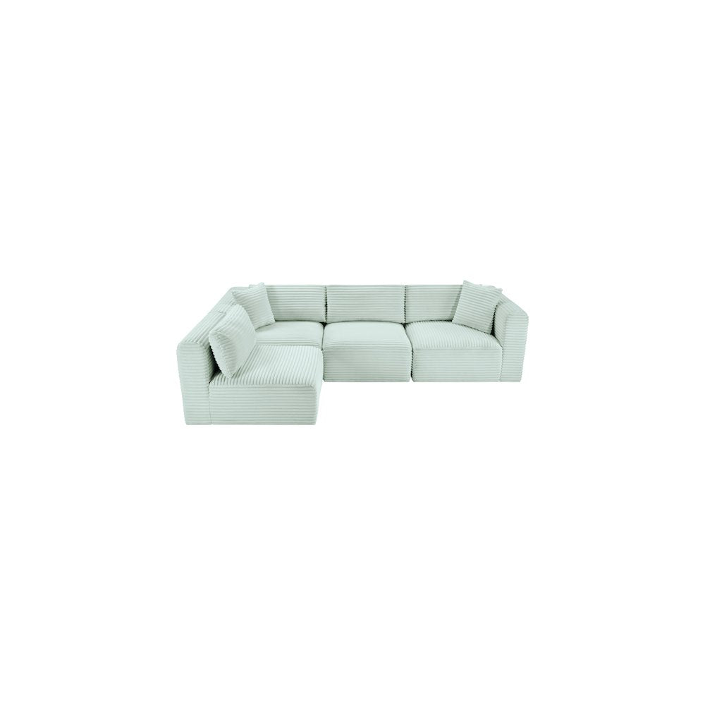 Shaggy Mint Corduroy Performance Fabric Modular Sectional