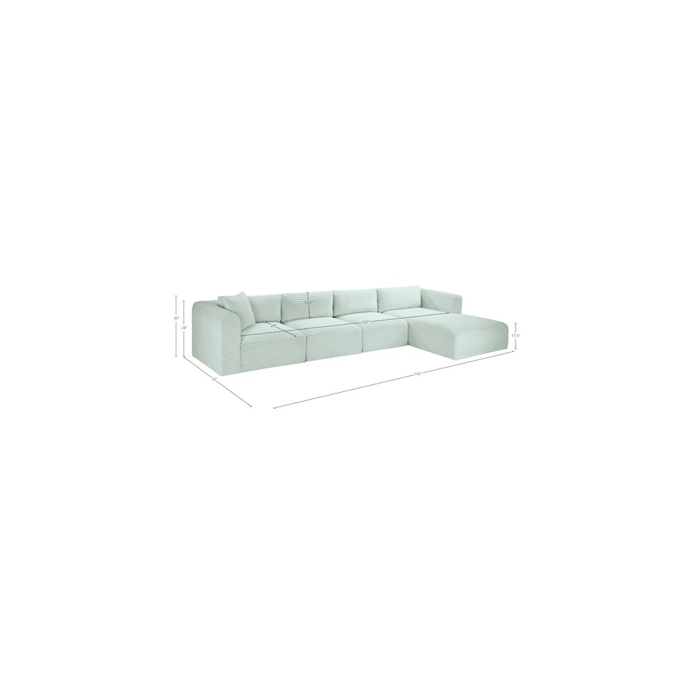 Shaggy Mint Corduroy Performance Fabric Modular Sectional
