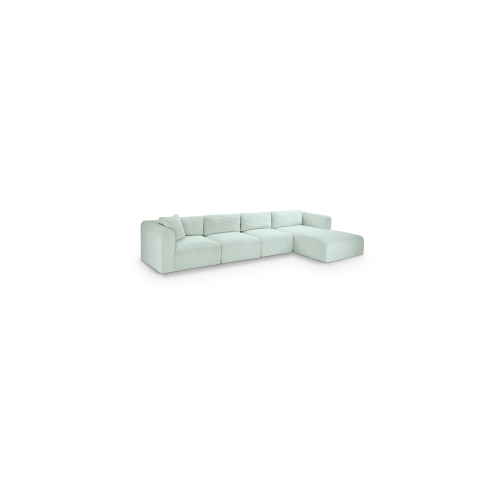 Shaggy Mint Corduroy Performance Fabric Modular Sectional