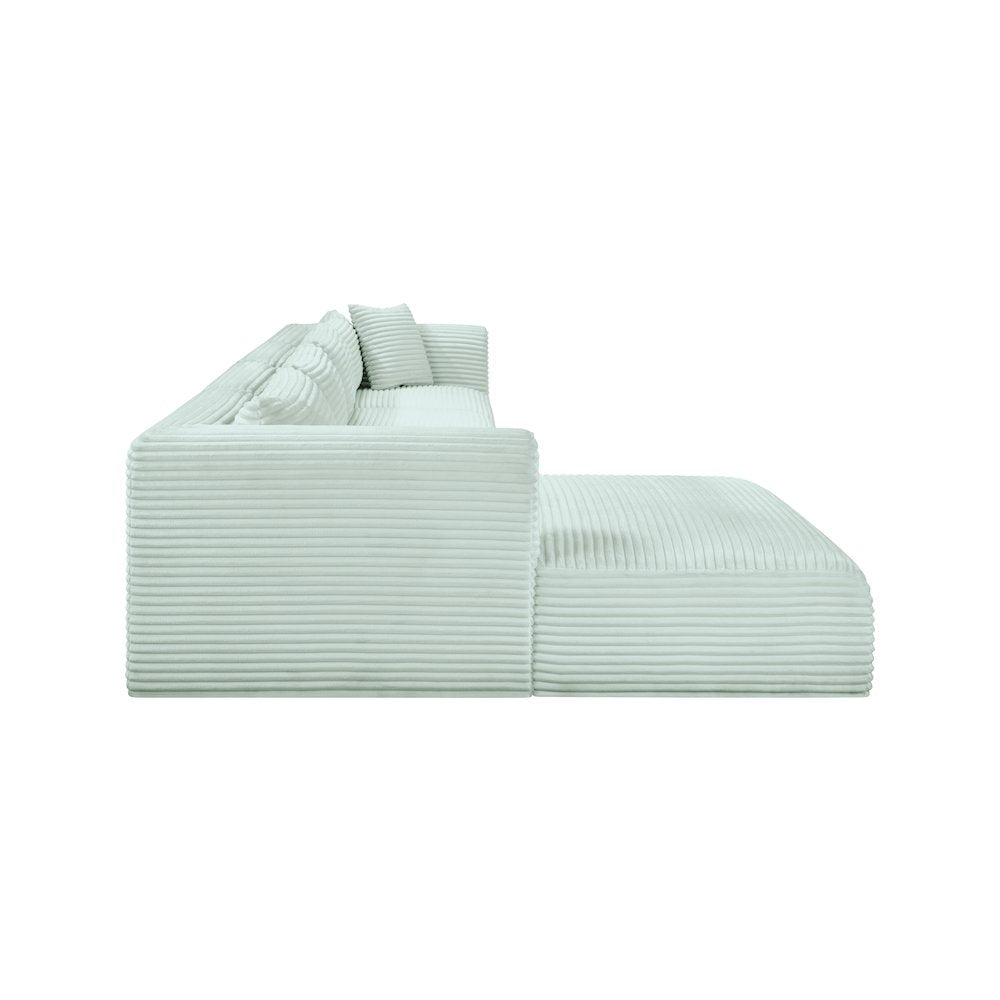 Shaggy Mint Corduroy Performance Fabric Modular Sectional
