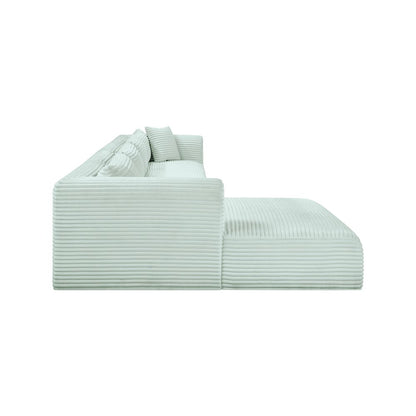 Shaggy Mint Corduroy Performance Fabric Modular Sectional
