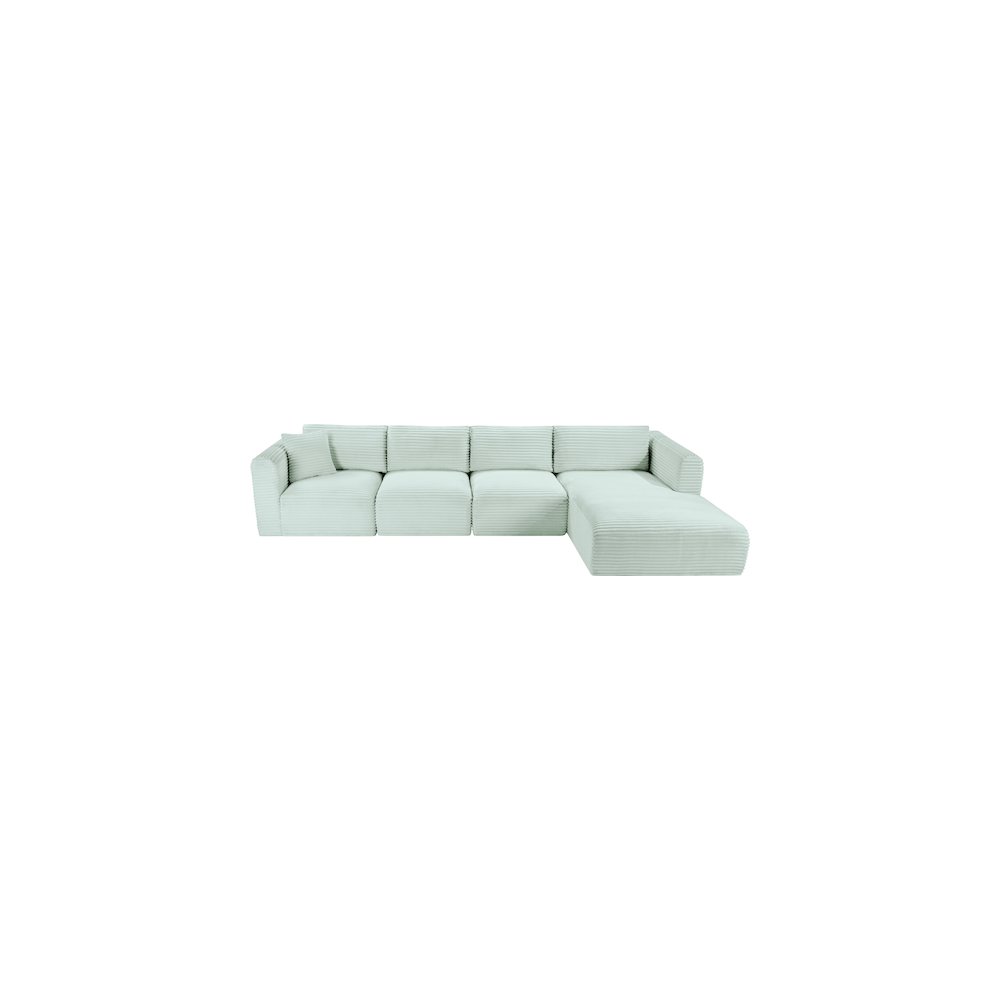 Shaggy Mint Corduroy Performance Fabric Modular Sectional