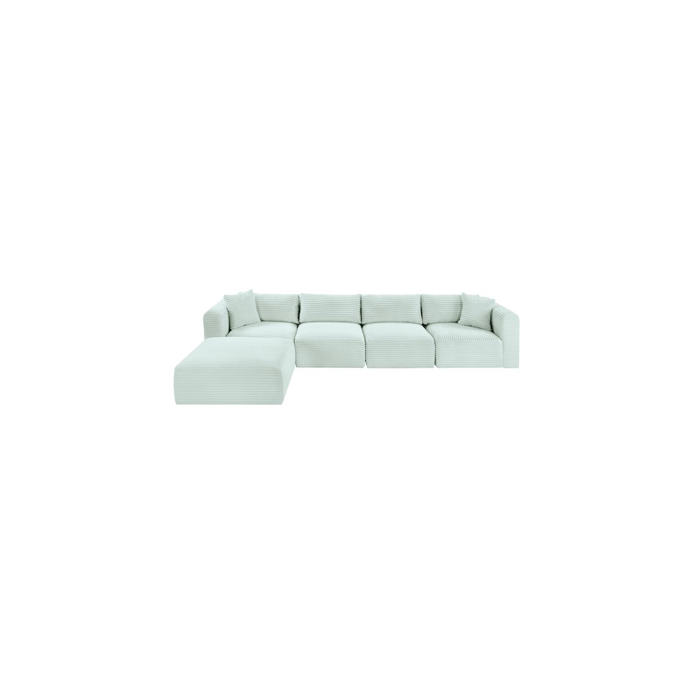 Shaggy Mint Corduroy Performance Fabric Modular Sectional