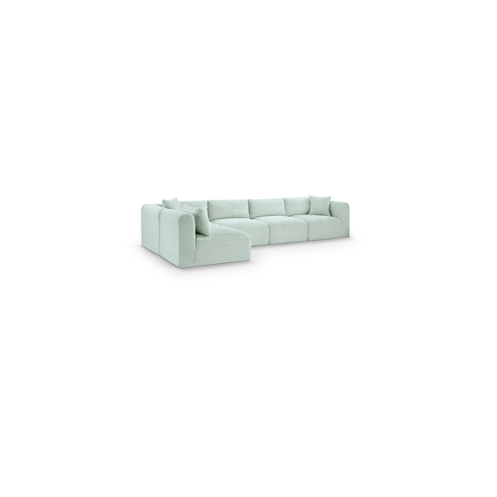 Shaggy Mint Corduroy Performance Fabric Modular Sectional