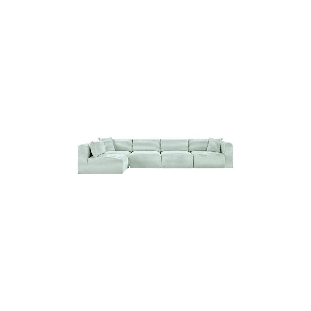 Shaggy Mint Corduroy Performance Fabric Modular Sectional