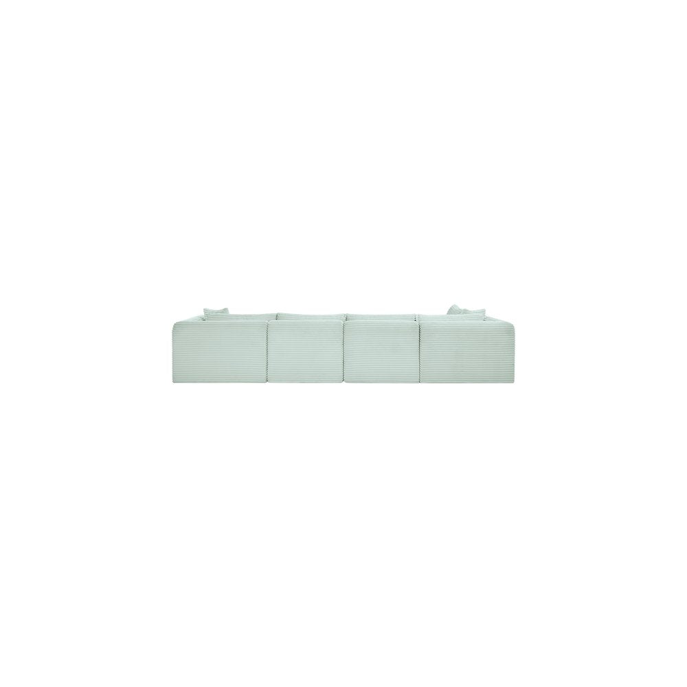 Shaggy Mint Corduroy Performance Fabric Modular Sectional