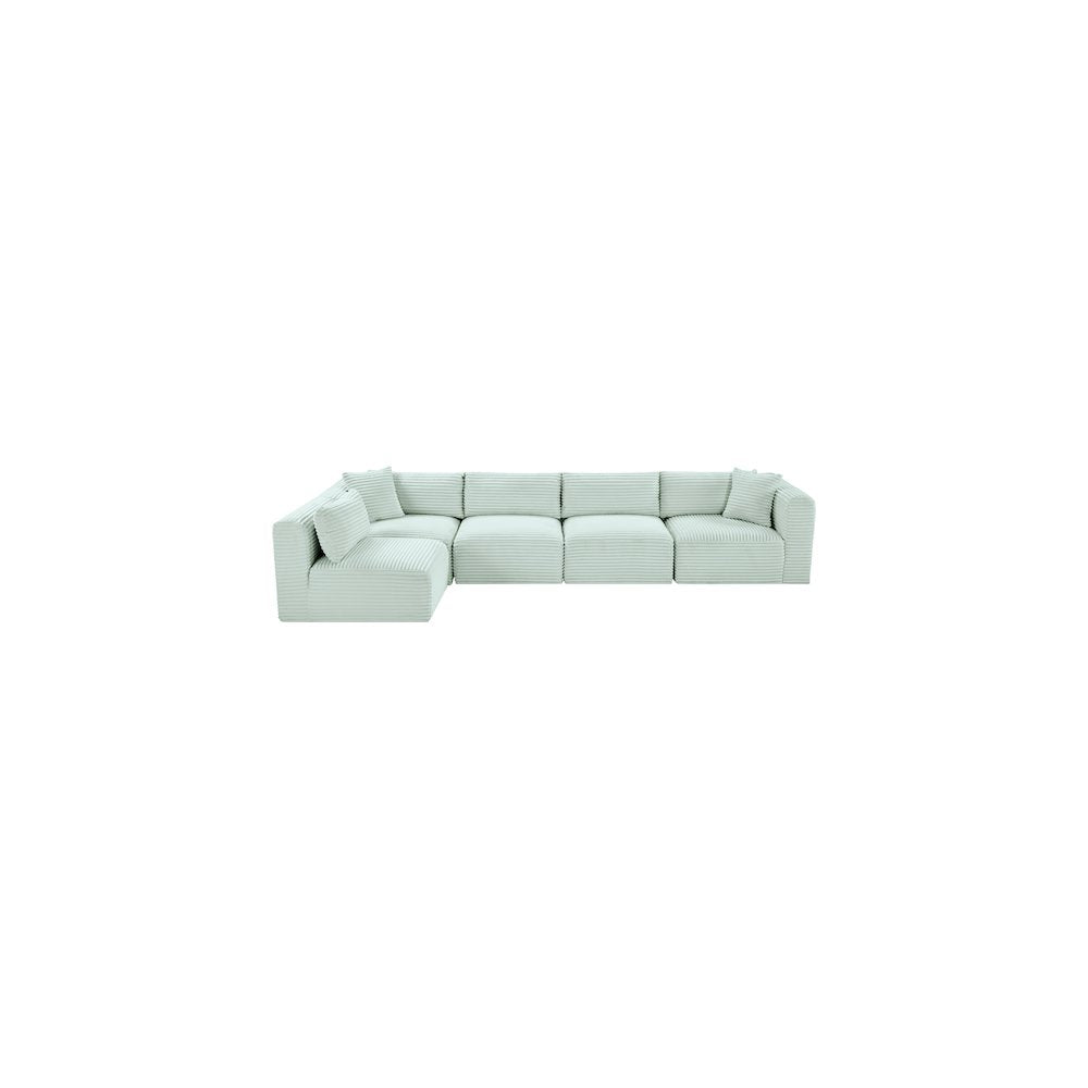 Shaggy Mint Corduroy Performance Fabric Modular Sectional