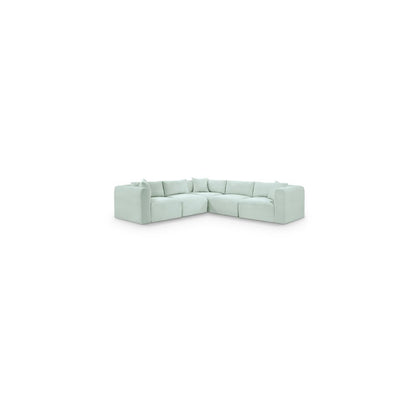 Shaggy Mint Corduroy Performance Fabric Modular Sectional
