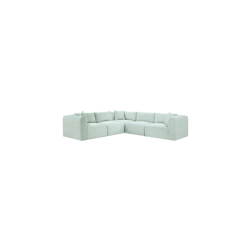 Shaggy Mint Corduroy Performance Fabric Modular Sectional
