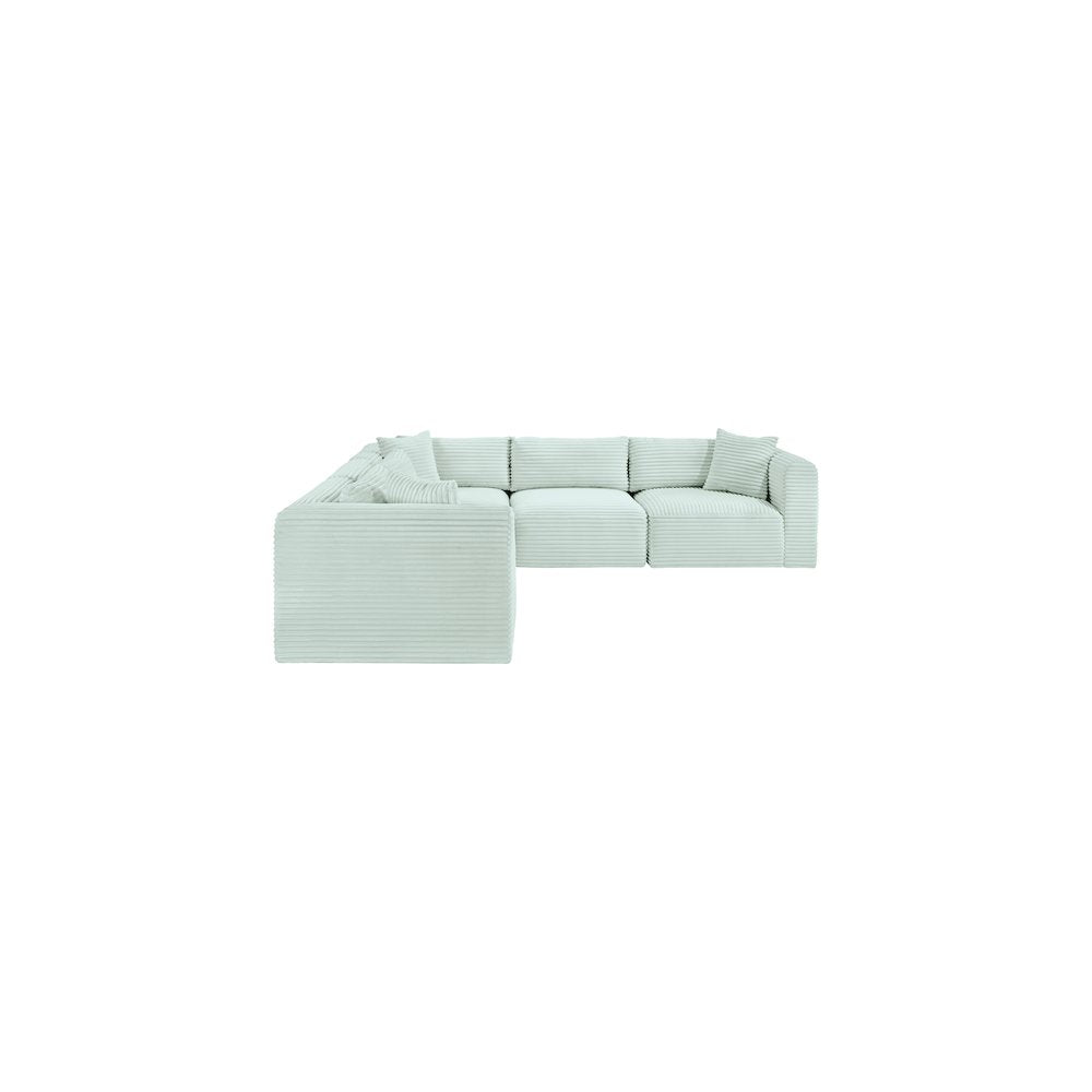 Shaggy Mint Corduroy Performance Fabric Modular Sectional