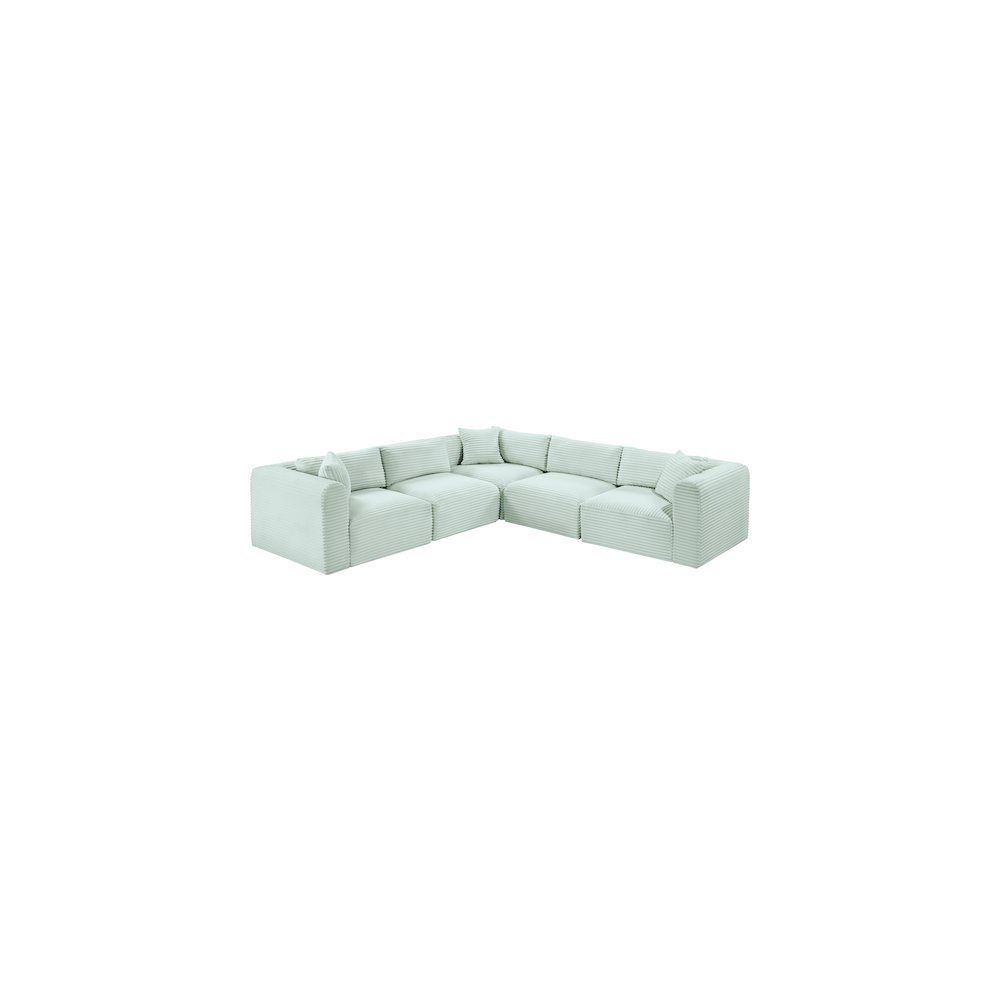 Shaggy Mint Corduroy Performance Fabric Modular Sectional