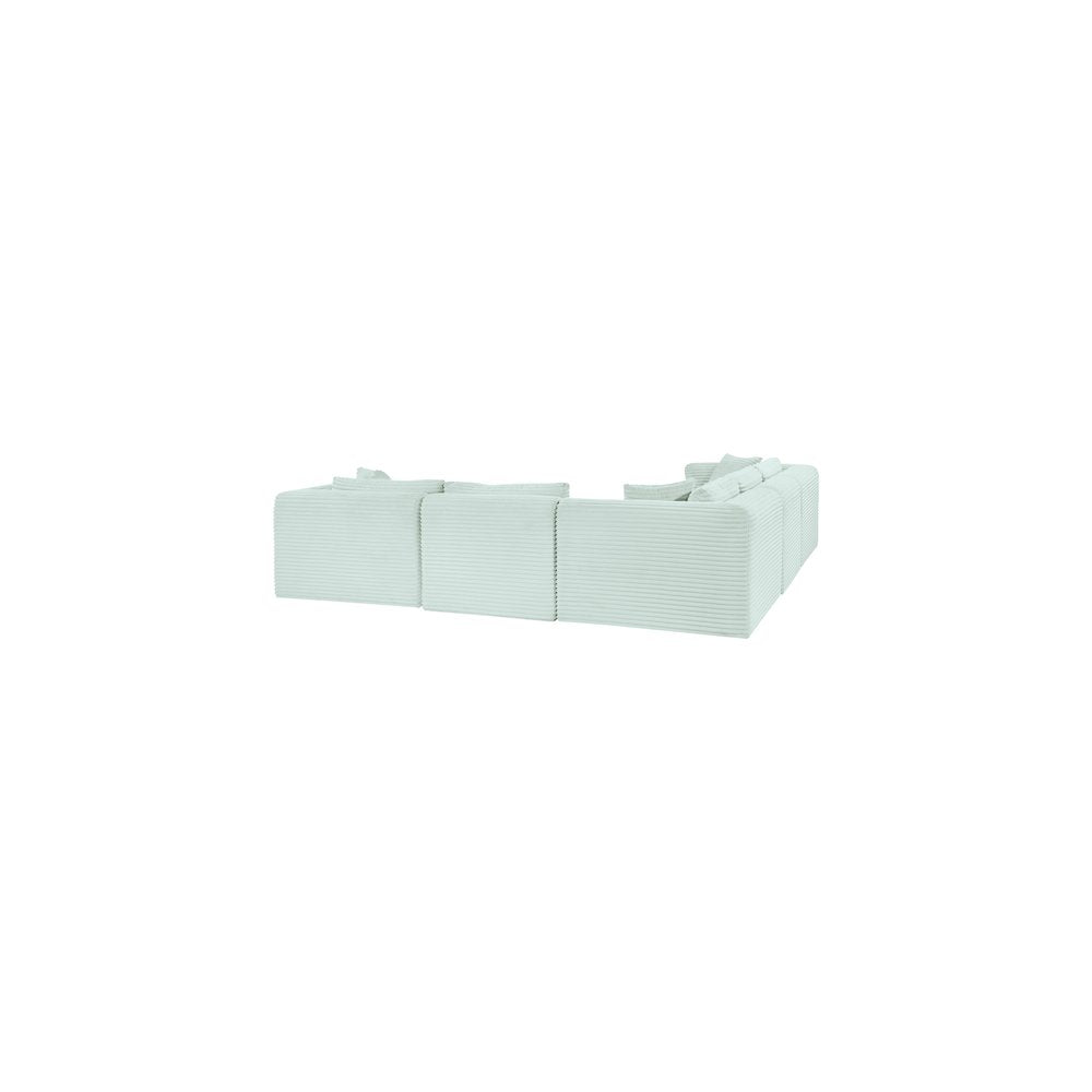 Shaggy Mint Corduroy Performance Fabric Modular Sectional