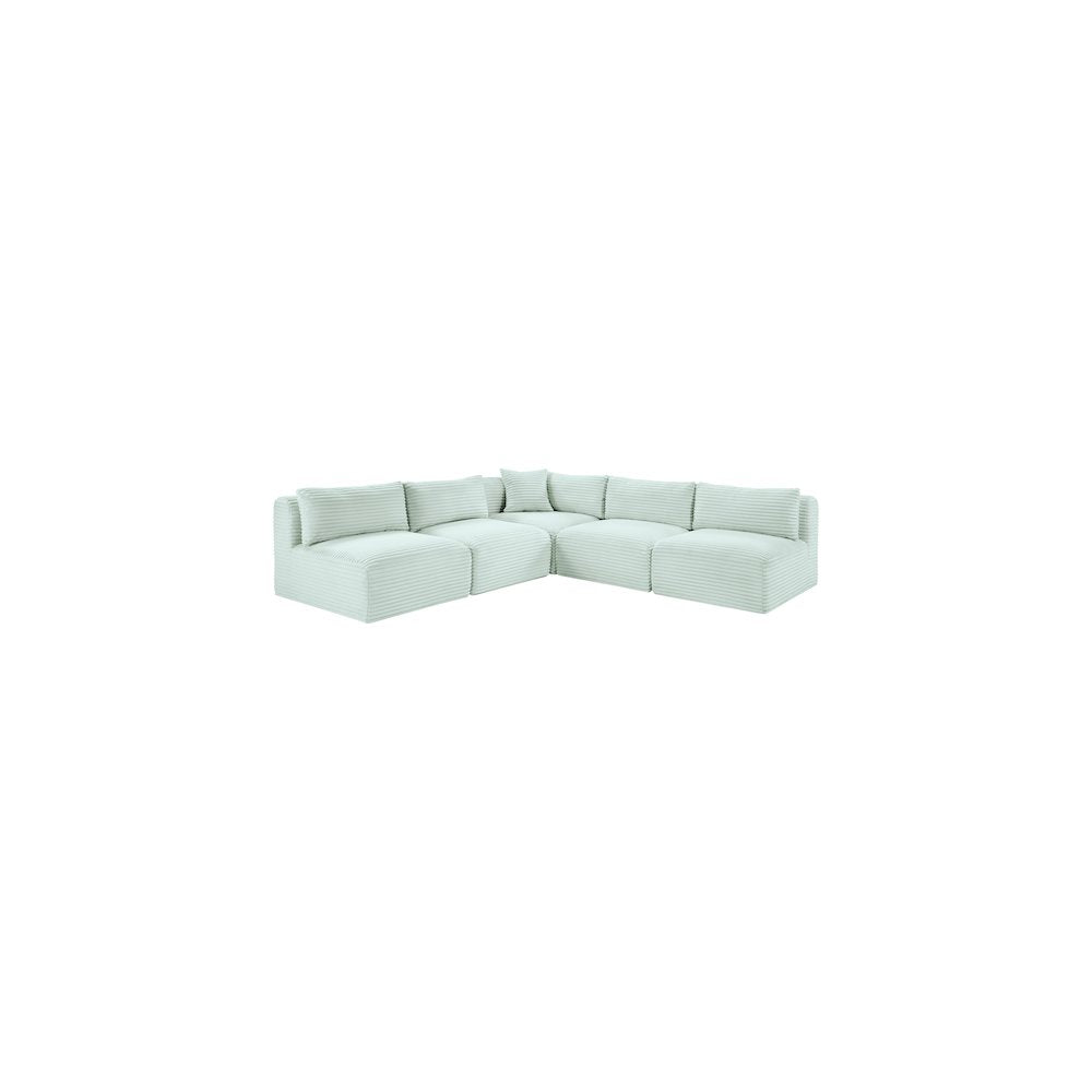 Shaggy Mint Corduroy Performance Fabric Modular Sectional