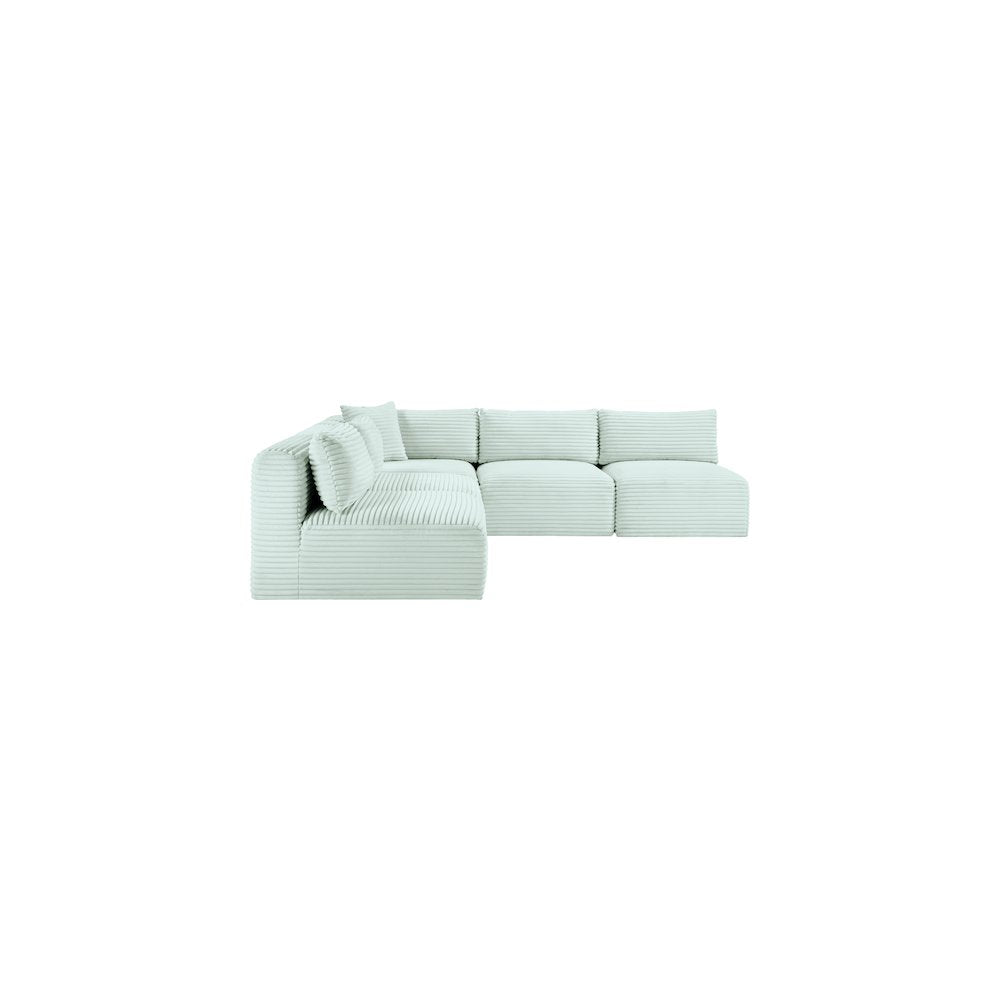 Shaggy Mint Corduroy Performance Fabric Modular Sectional
