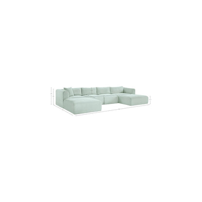 Shaggy Mint Corduroy Performance Fabric Modular Sectional