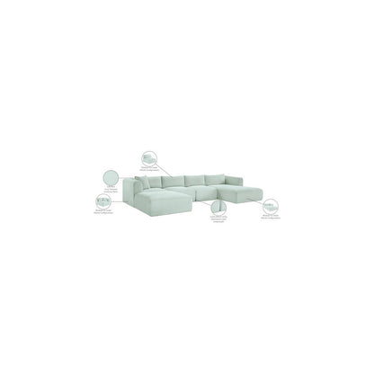 Shaggy Mint Corduroy Performance Fabric Modular Sectional