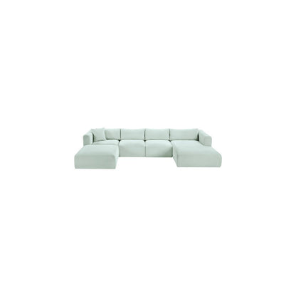Shaggy Mint Corduroy Performance Fabric Modular Sectional