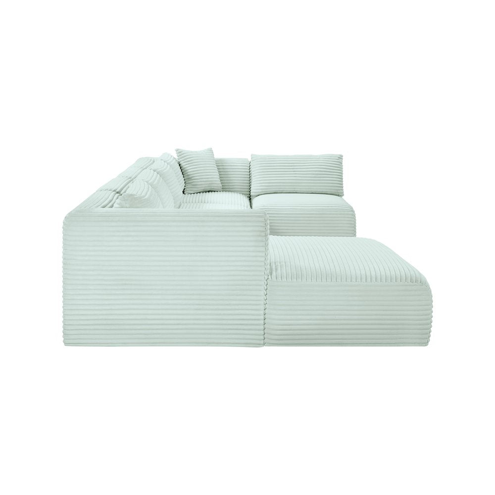 Shaggy Mint Corduroy Performance Fabric Modular Sectional