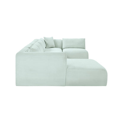 Shaggy Mint Corduroy Performance Fabric Modular Sectional