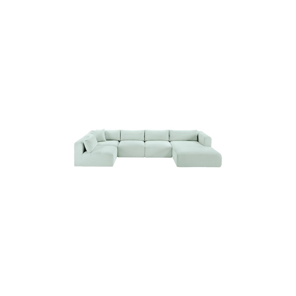 Shaggy Mint Corduroy Performance Fabric Modular Sectional