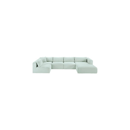 Shaggy Mint Corduroy Performance Fabric Modular Sectional