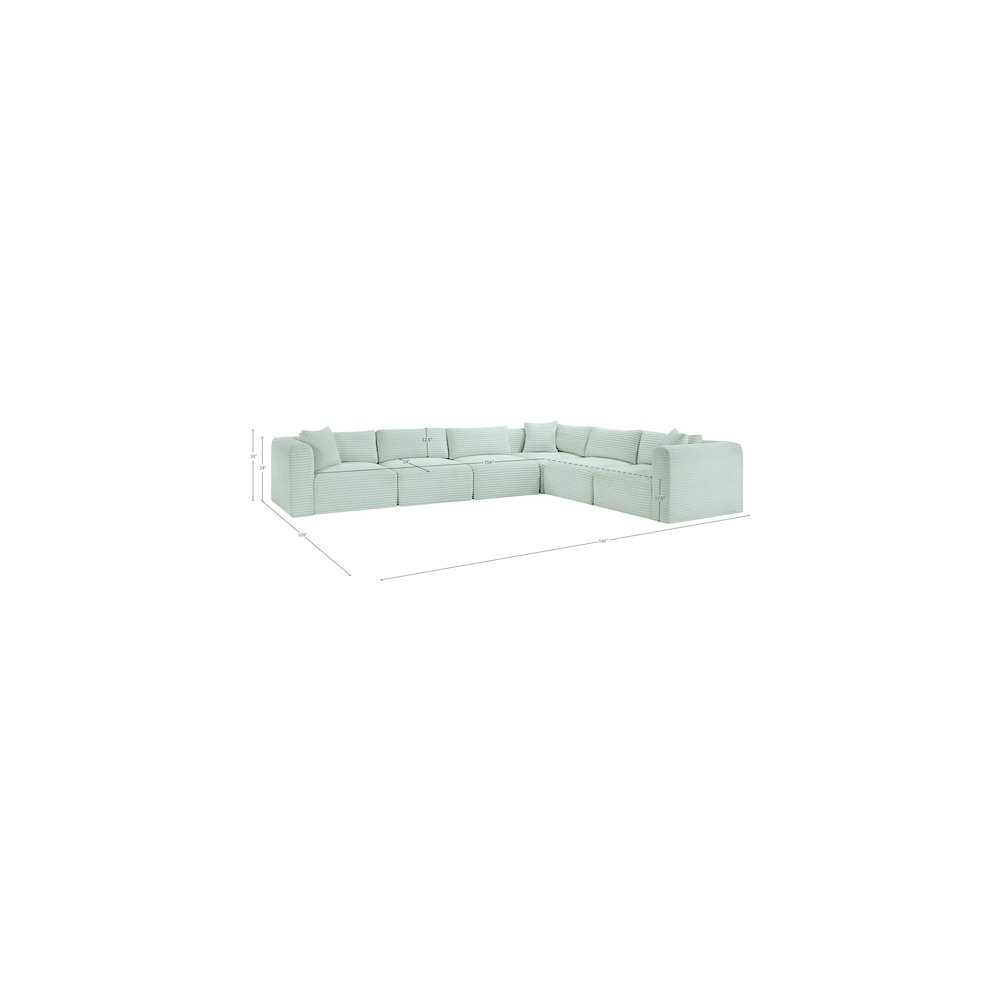 Shaggy Mint Corduroy Performance Fabric Modular Sectional