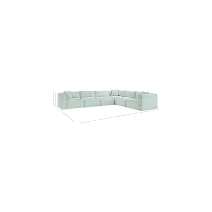 Shaggy Mint Corduroy Performance Fabric Modular Sectional