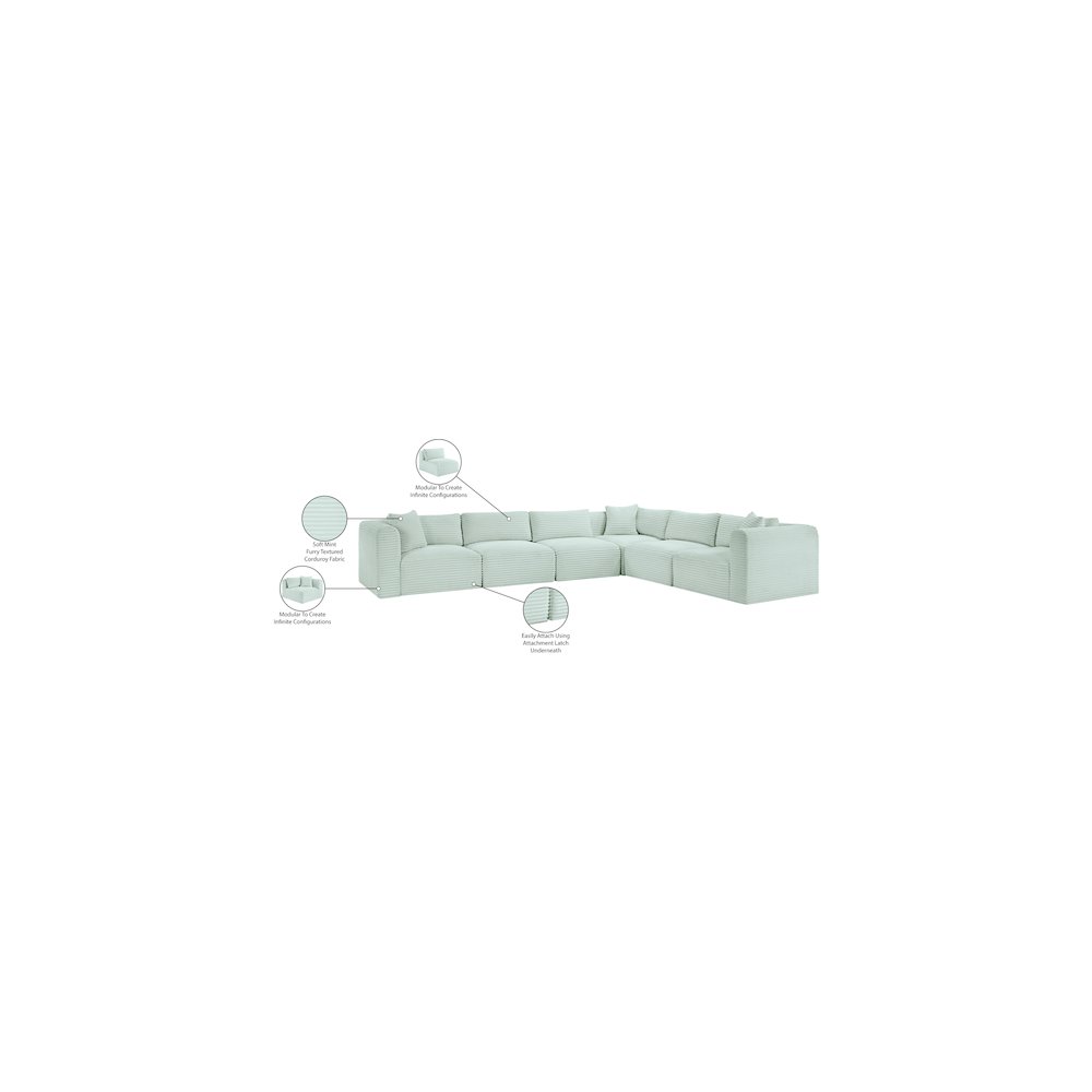 Shaggy Mint Corduroy Performance Fabric Modular Sectional