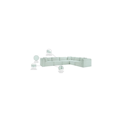 Shaggy Mint Corduroy Performance Fabric Modular Sectional