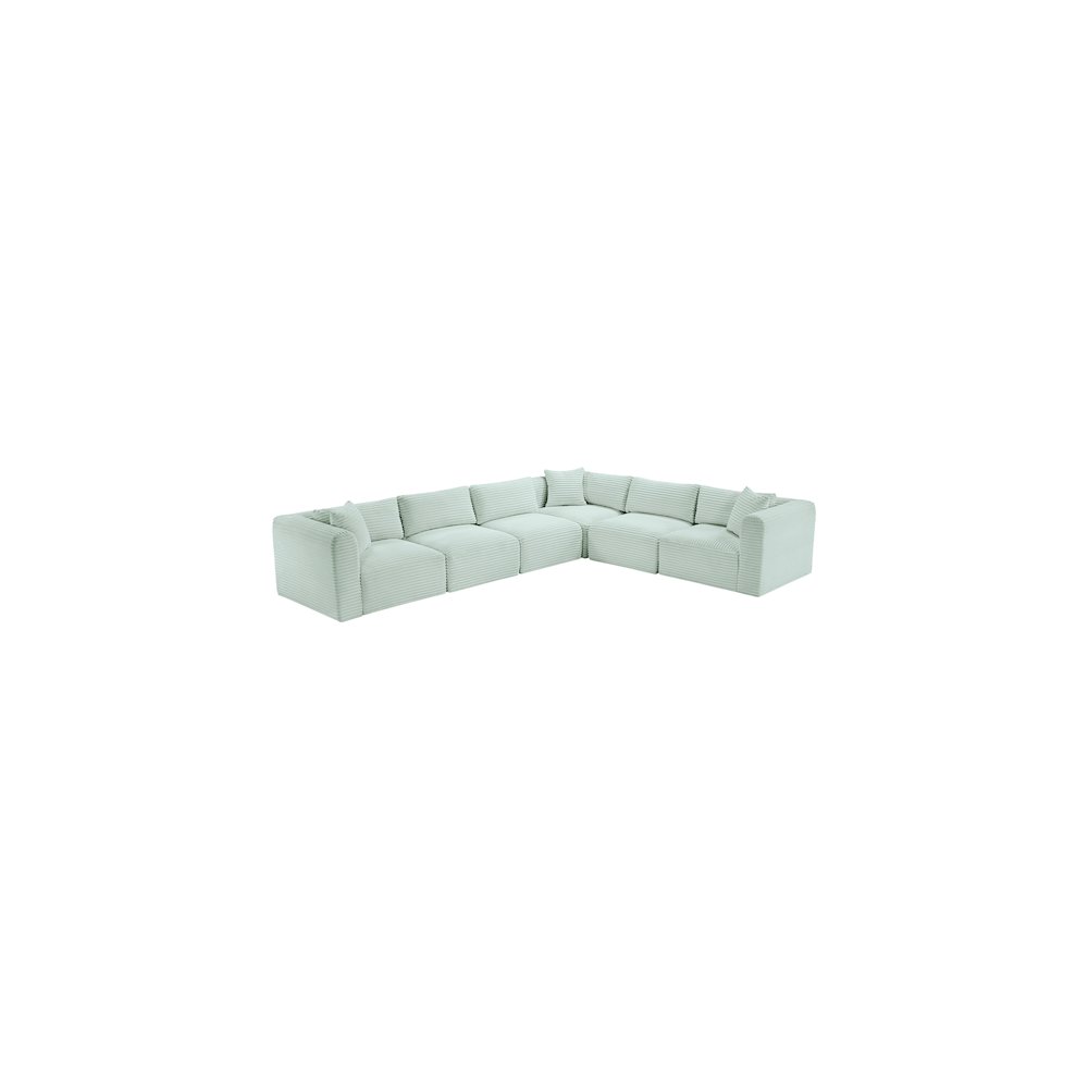 Shaggy Mint Corduroy Performance Fabric Modular Sectional