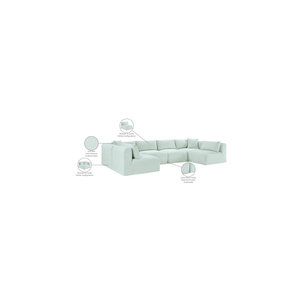 Shaggy Mint Corduroy Performance Fabric Modular Sectional