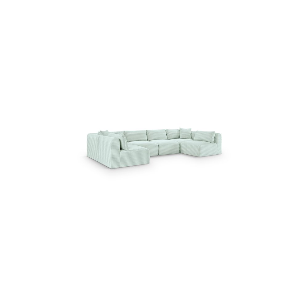 Shaggy Mint Corduroy Performance Fabric Modular Sectional