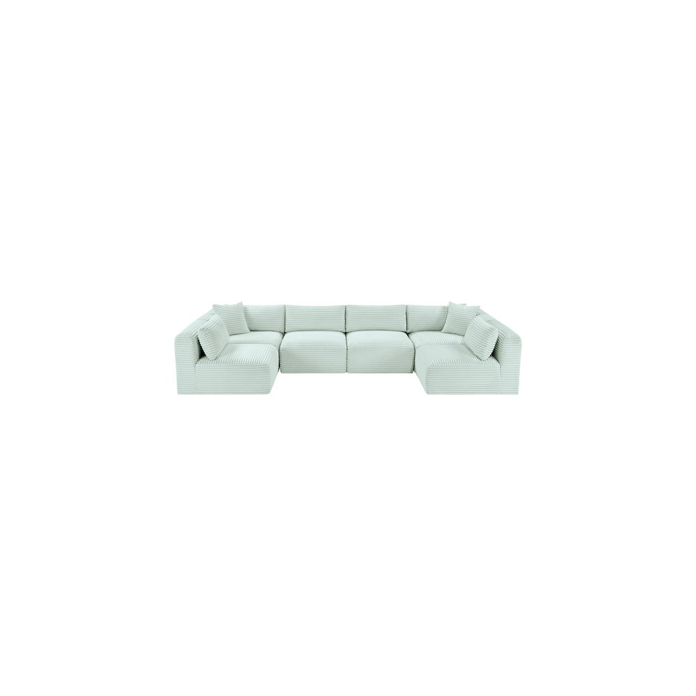 Shaggy Mint Corduroy Performance Fabric Modular Sectional
