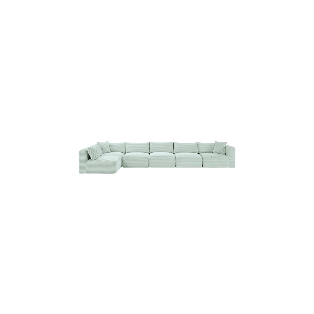 Shaggy Mint Corduroy Performance Fabric Modular Sectional