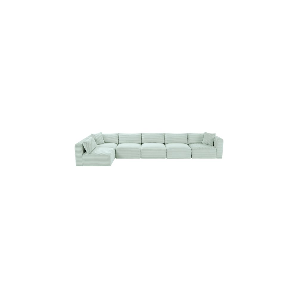 Shaggy Mint Corduroy Performance Fabric Modular Sectional