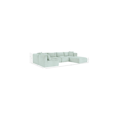 Shaggy Mint Corduroy Performance Fabric Modular Sectional