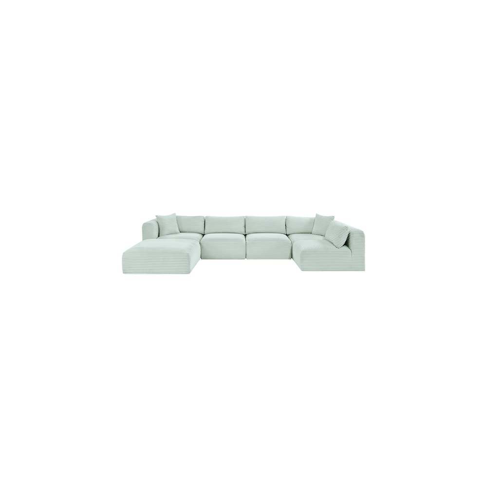 Shaggy Mint Corduroy Performance Fabric Modular Sectional
