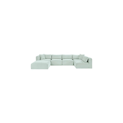 Shaggy Mint Corduroy Performance Fabric Modular Sectional