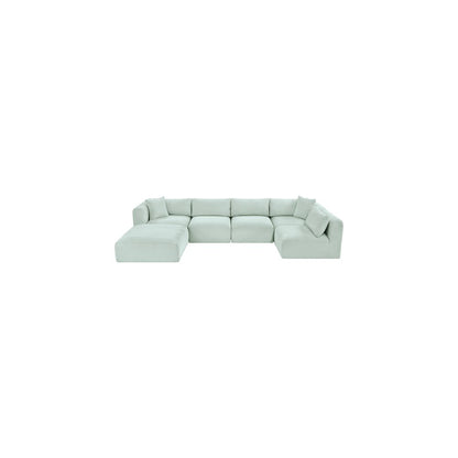 Shaggy Mint Corduroy Performance Fabric Modular Sectional