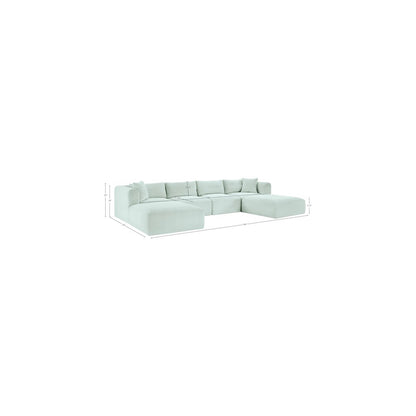 Shaggy Mint Corduroy Performance Fabric Modular Sectional