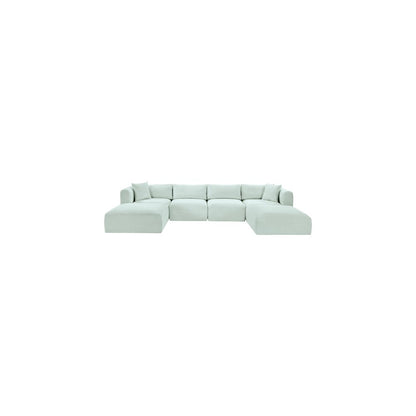 Shaggy Mint Corduroy Performance Fabric Modular Sectional