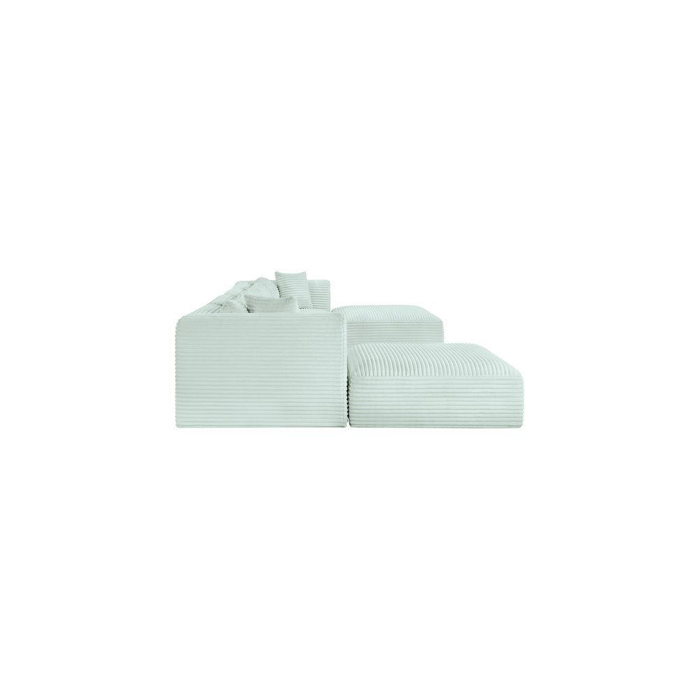 Shaggy Mint Corduroy Performance Fabric Modular Sectional