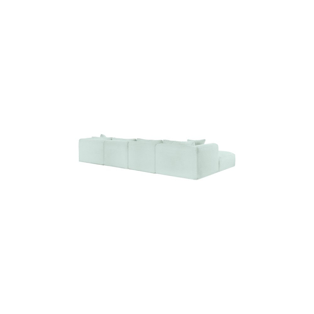 Shaggy Mint Corduroy Performance Fabric Modular Sectional