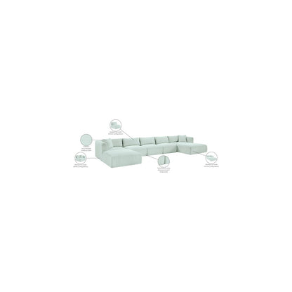Shaggy Mint Corduroy Performance Fabric Modular Sectional